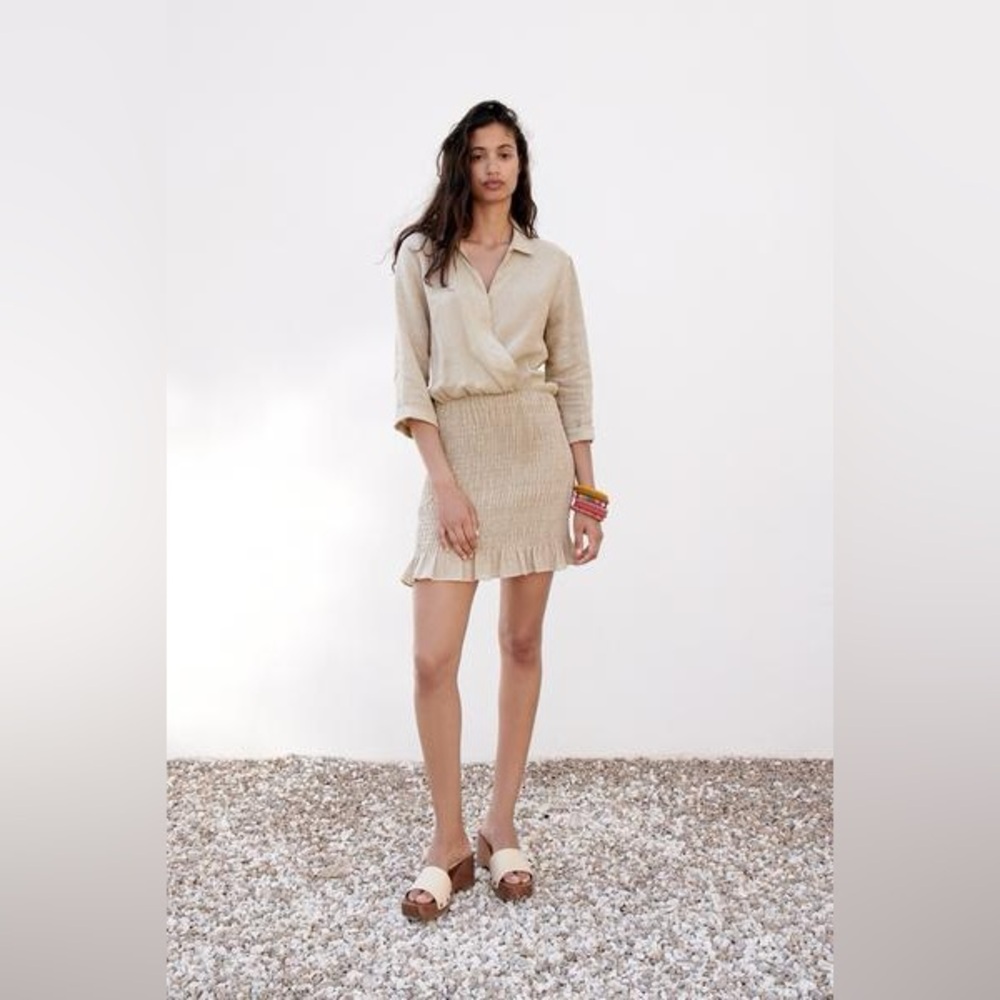 EUC ZARA Linen Blend Mini Dress - Picture 2 of 10